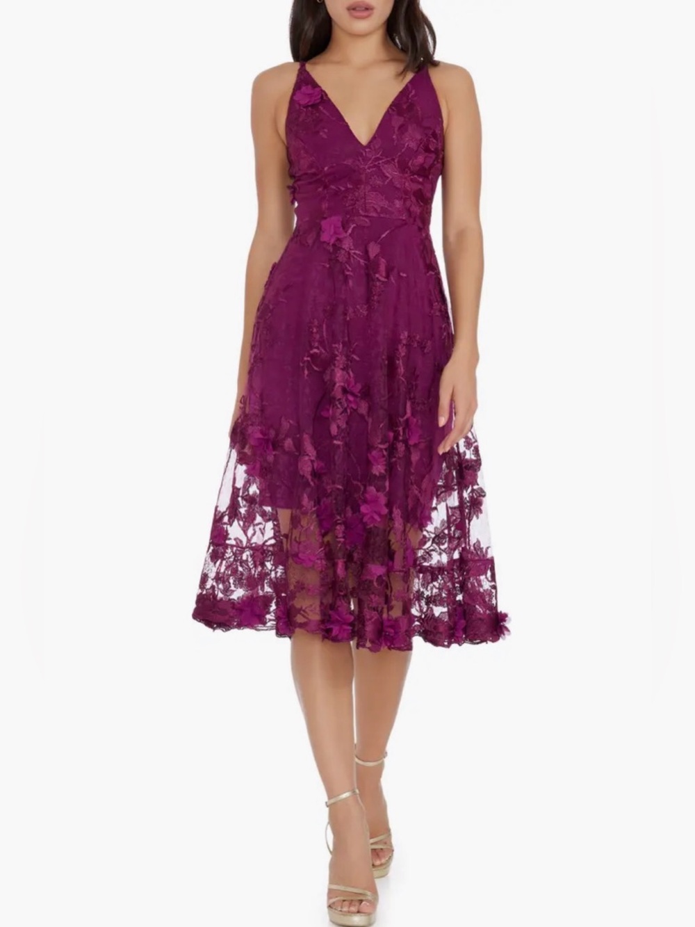 Dress the Population Audrey Embroidered Fit & Flare Dress